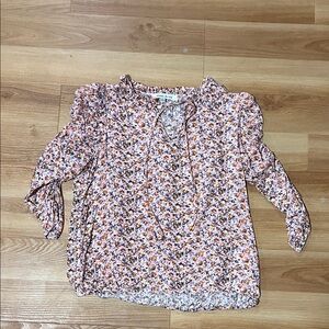 Rose & Olive Floral Blouse - Pink and Orange